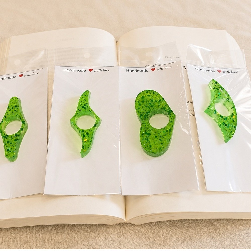 Set of 4 Handmade Resin Book Page Holder Rings Cottagecore Fairycore Reader Gift